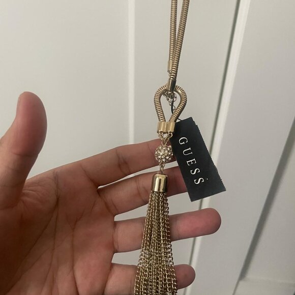 Guess Braided Knot Tassle Necklace, Metal - BRAND NEW WITH TAGS - Picture 1 of 4
